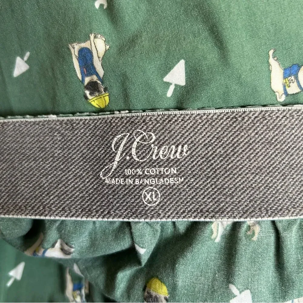 J. Crew Men's Printed Pug Dog Boxers Shorts Green Size XL